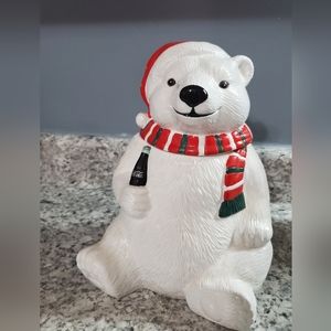 Coca Cola coke Santa Hat Polar Bear Cookie Jar vintage